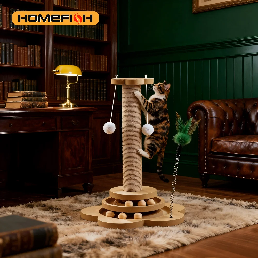Brinquedo para Gatos Plataforma Giratória com Bola e Arranhador de Sisal - Imagem 2