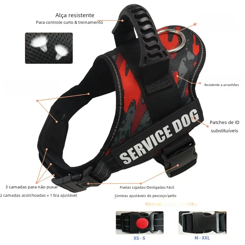 Coleira Peitoral para Cães de Serviço com Patches Personalizados - Imagem 5