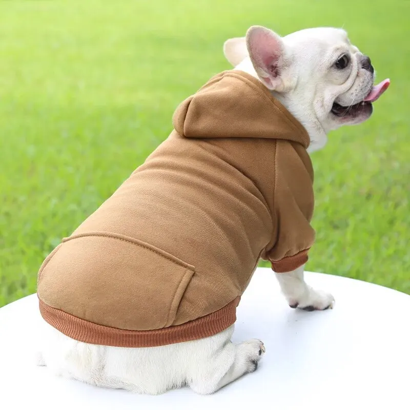 Roupa Pet para Cães Pequenos com Capuz e Manga Longa Cor Sólida - Image 2