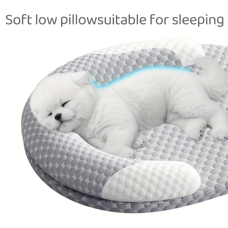 Cama de Seda Gelada para Cães e Gatos Oval com Capa Removível - Imagem 4