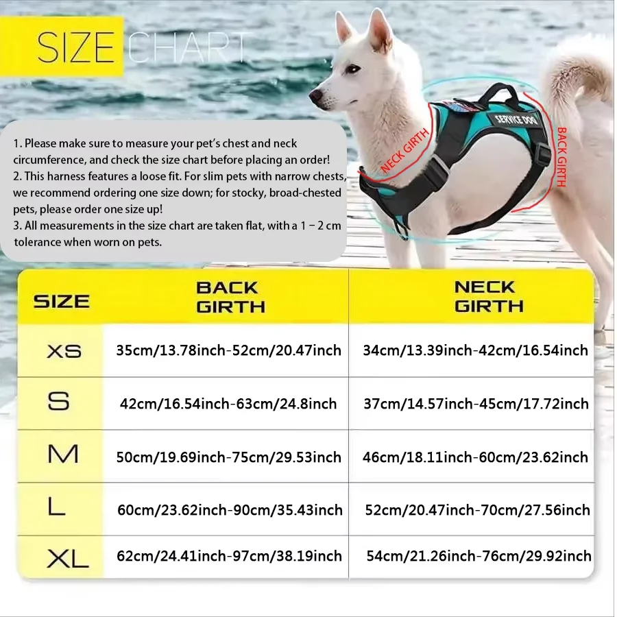 Peitoral para Cães Ajustável com Faixas Refletivas e 5 Patches - Image 2
