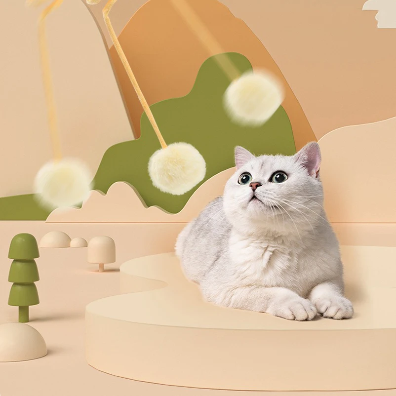 Brinquedo de Mola para Gatos com Ventosa e Bola de Coelho - Imagem 3