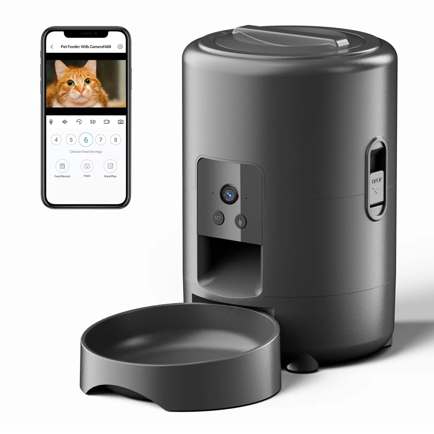 comedouro automático para cães e gatos com câmera
