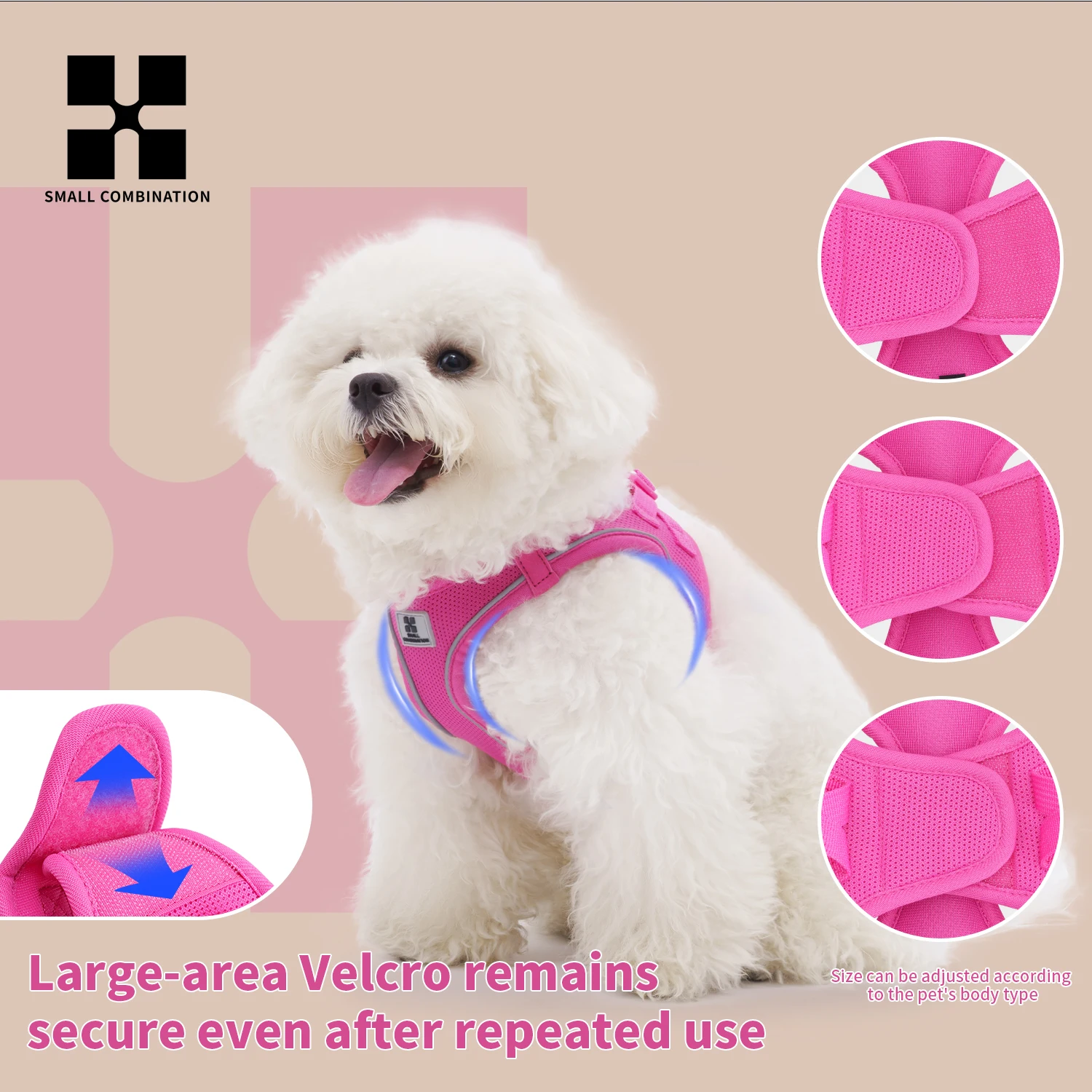 Conjunto de Coleira e Arnês para Cães Pequenos e Médios Ajustável e Refletivo - Image 3