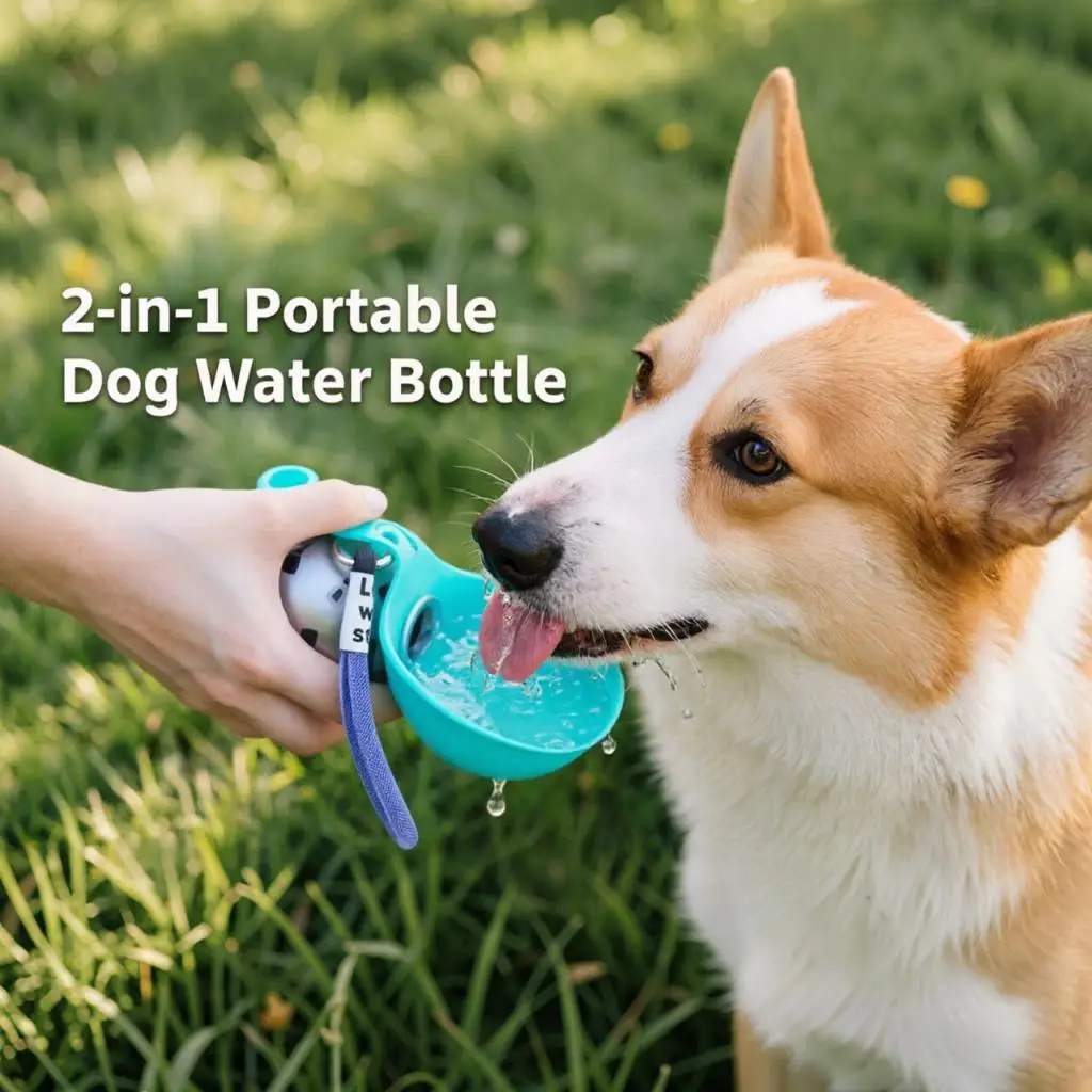 Garrafa de Água Portátil para Cães 285 ml de Inox com Bacia Dobrável - Imagem 2