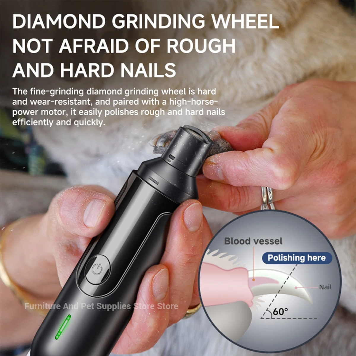 Moedor de Unhas Elétrico para Cães Recarregável USB Verde - Image 3