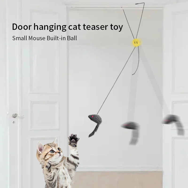 Brinquedo para Gatos Rato de Pelúcia com Clipe para Porta - Image 3