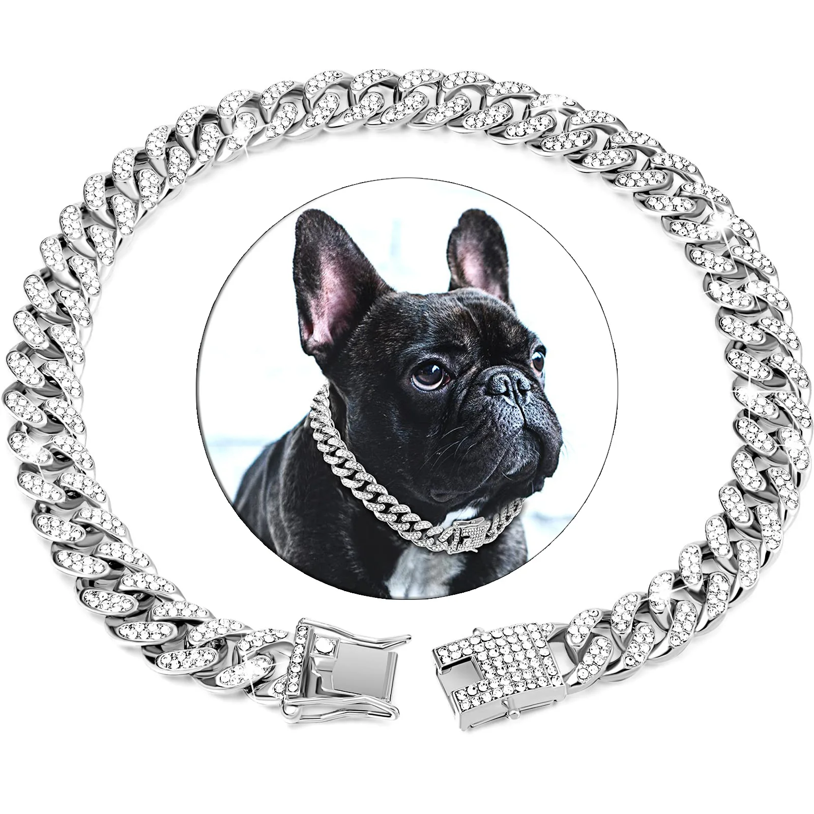 Coleira Corrente para Cães e Gatos de Metal 12,5 mm com Fivela Segura - Image 2