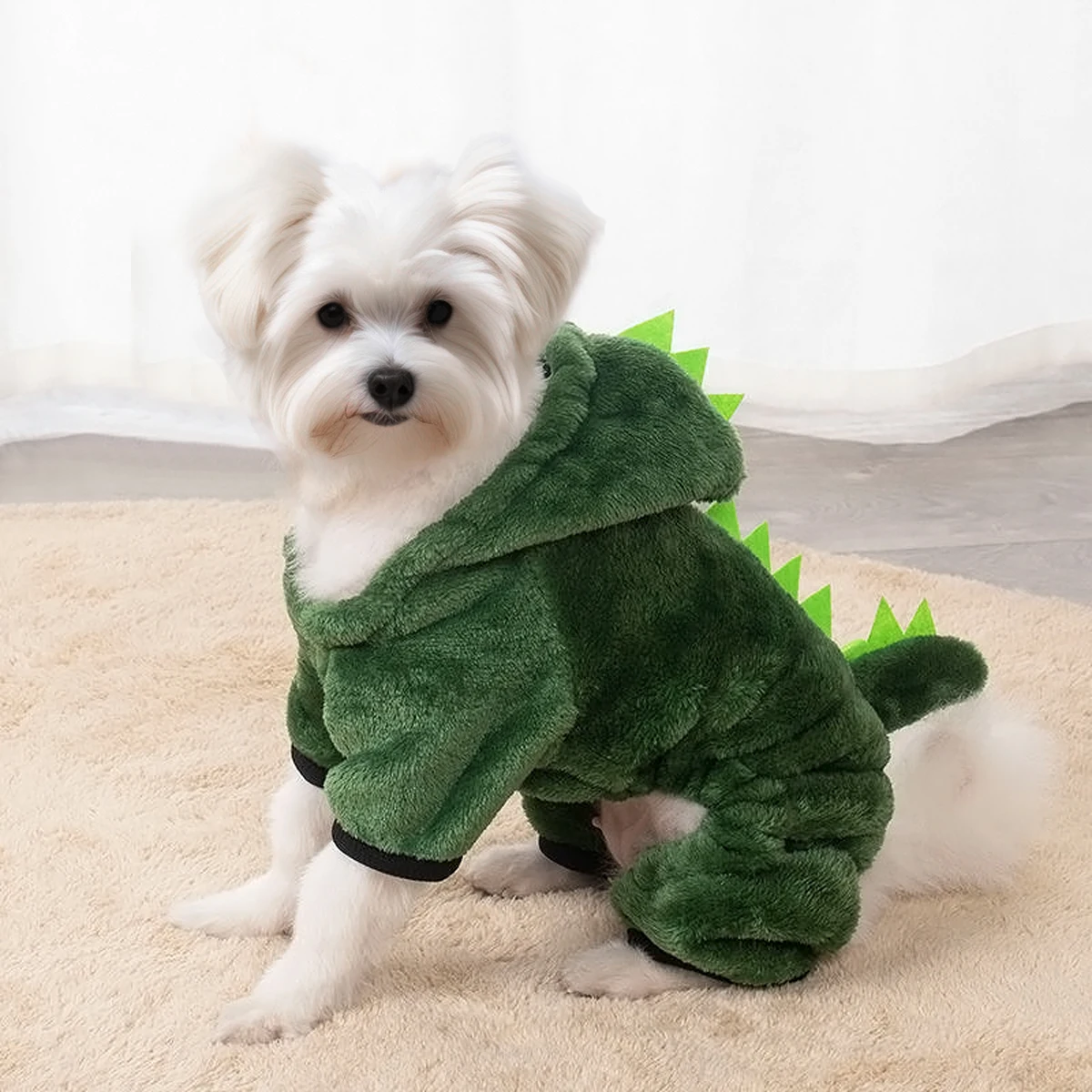 Roupa de Dinossauro para Cães e Gatos Pequenos de Velo - Imagem 2