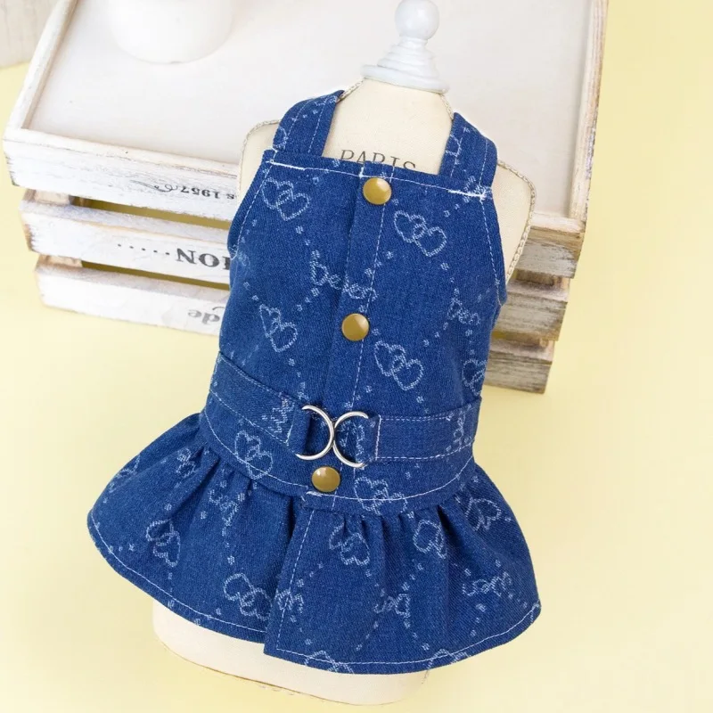 Vestido Jeans para Cães Pequenos e Médios com Alça e Anel D - Imagem 5
