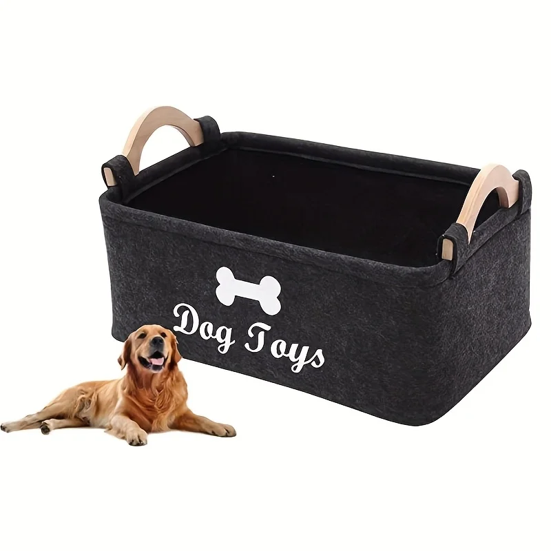 Cesto de Brinquedos para Pets Dobrável de Feltro 38x25x18 cm - Imagem 3