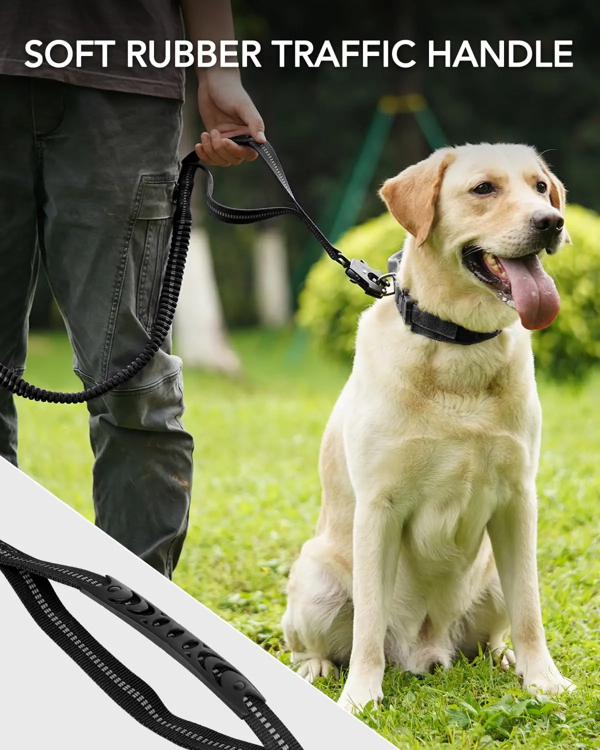 Trela Tática para Cães com Absorção de Choque e 2 Alças - Imagem 6