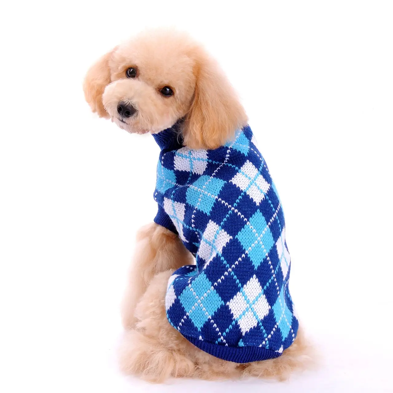 Camisola Crochê para Cães e Gatos Pequenos com Malha Argyle - Imagem 6