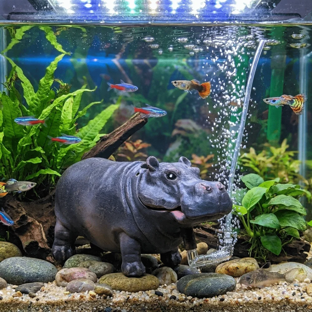 Bomba de Oxigênio Pneumática para Aquário em Formato de Hipopótamo - Imagem 5