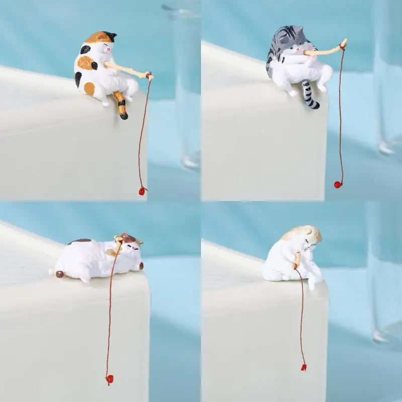 Decoração para Aquário Gato Pescador em PVC com Design Criativo - Image 5