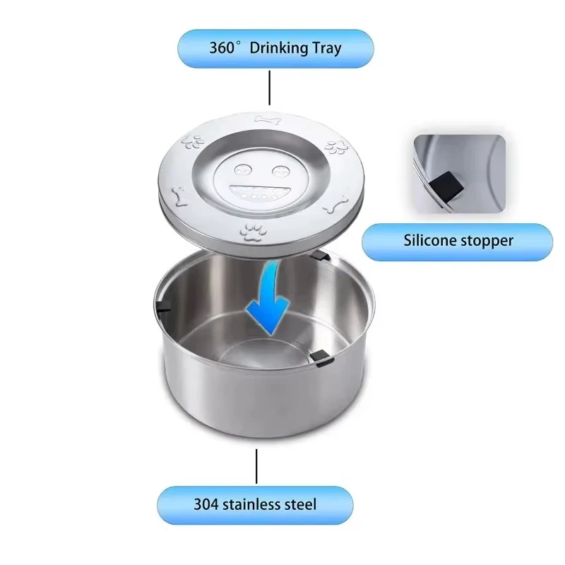 Tigela Flutuante para Cães e Gatos de Aço Inoxidável Antiderramamento - Imagem 2