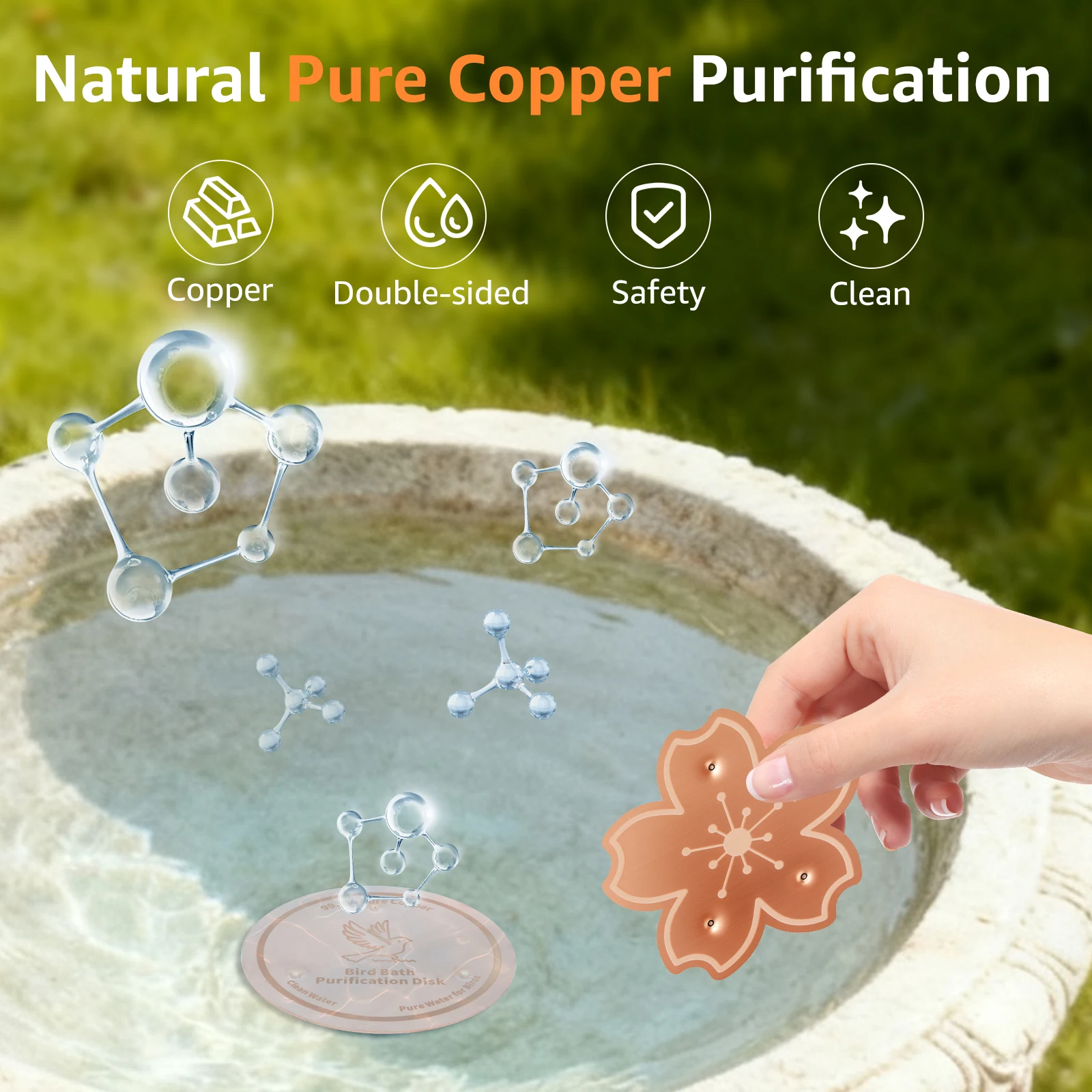 Disco de Cobre 99,9% Puro para Bebedouro de Pássaros com Purificação de Água - Imagem 2