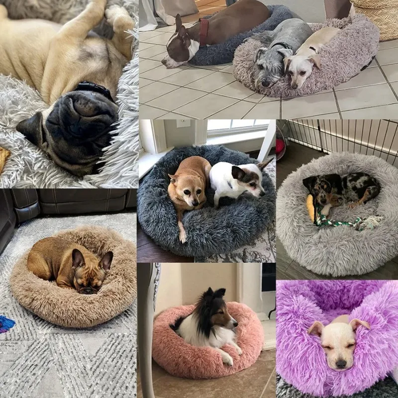 Cama Redonda para Cães e Gatos de Pelúcia Macia para Inverno - Image 5