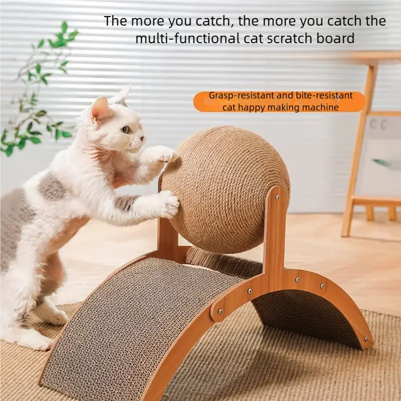 Arranhador 2 em 1 para Gatos com Bola de Sisal e Madeira - Imagem 3