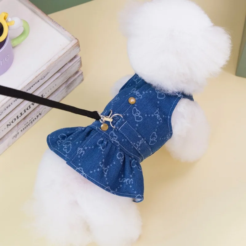 Vestido Jeans para Cães Pequenos e Médios com Alça e Anel D - Imagem 6