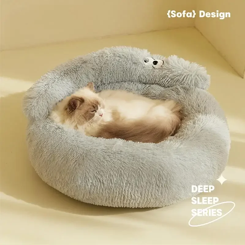 Cama Ninho para Gatos e Cães de Pelúcia Longa com Fundo Antiderrapante - Imagem 4