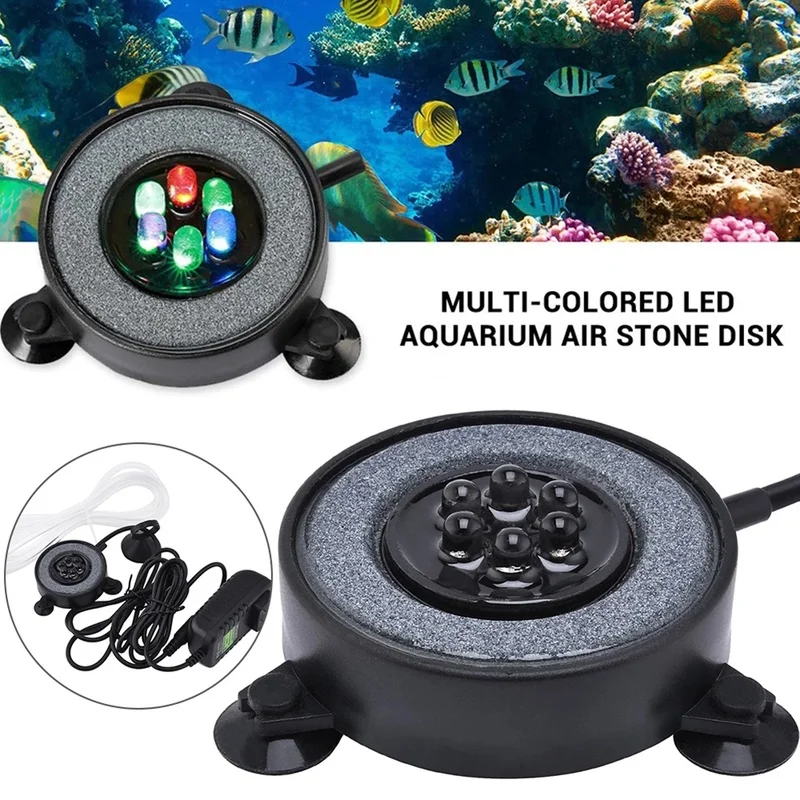 Luz LED para Aquário Redonda RGB com Pedra Bolha de Ar - Imagem 3