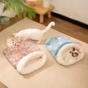 saco de dormir para gatos de lã de cordeiro