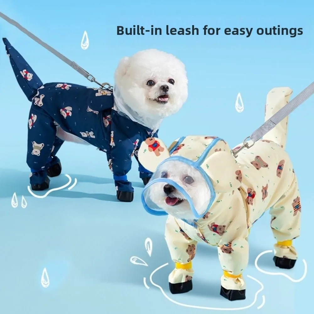 Capa de Chuva para Cães Pequenos com Capuz e Quatro Pernas Ajustável - Image 2