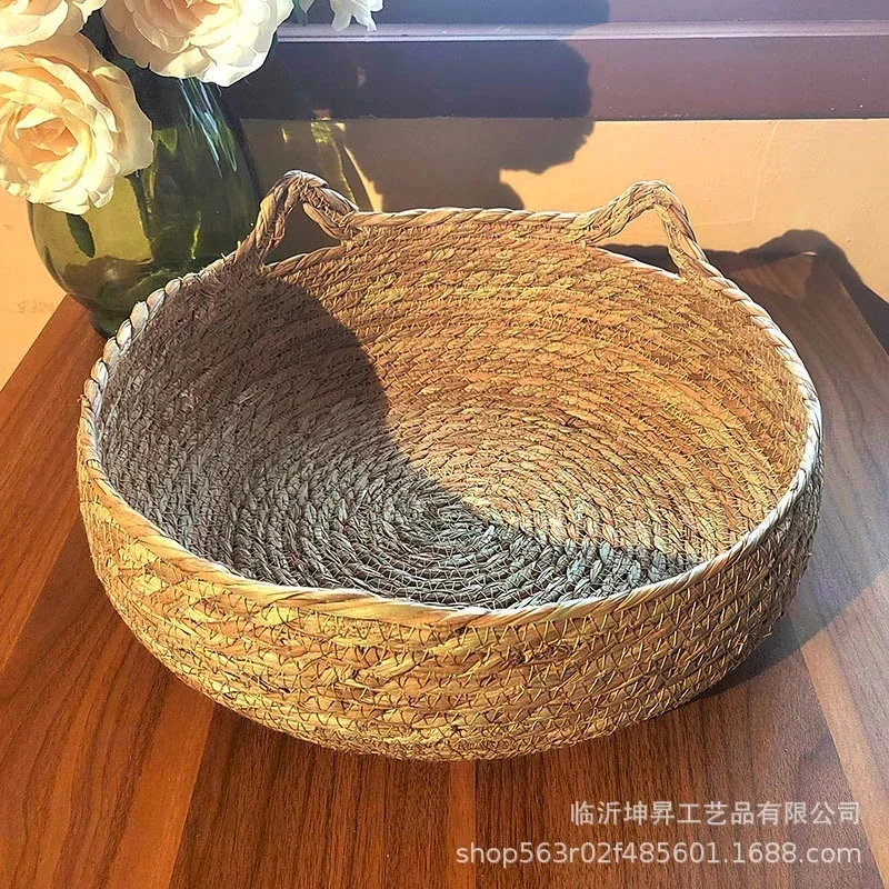 Cama Cesta para Gatos e Cães de Rattan com Almofada Macia 35 cm - Image 2