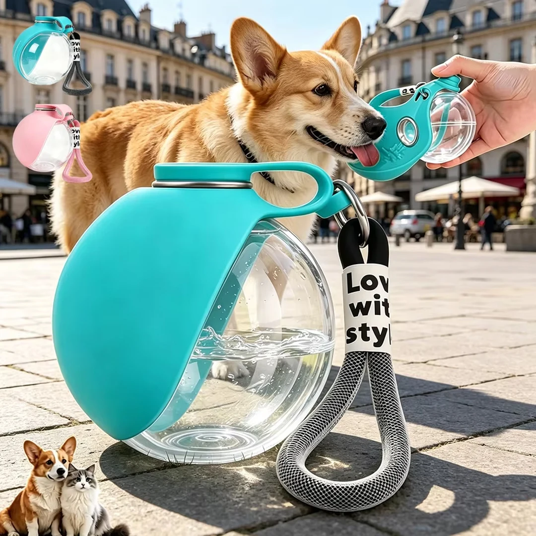 Garrafa de Água Portátil para Cães com Tigela Dobrável Embutida - Imagem 6