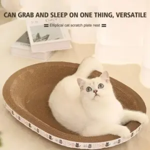arranhador de papelão para gatos com cama