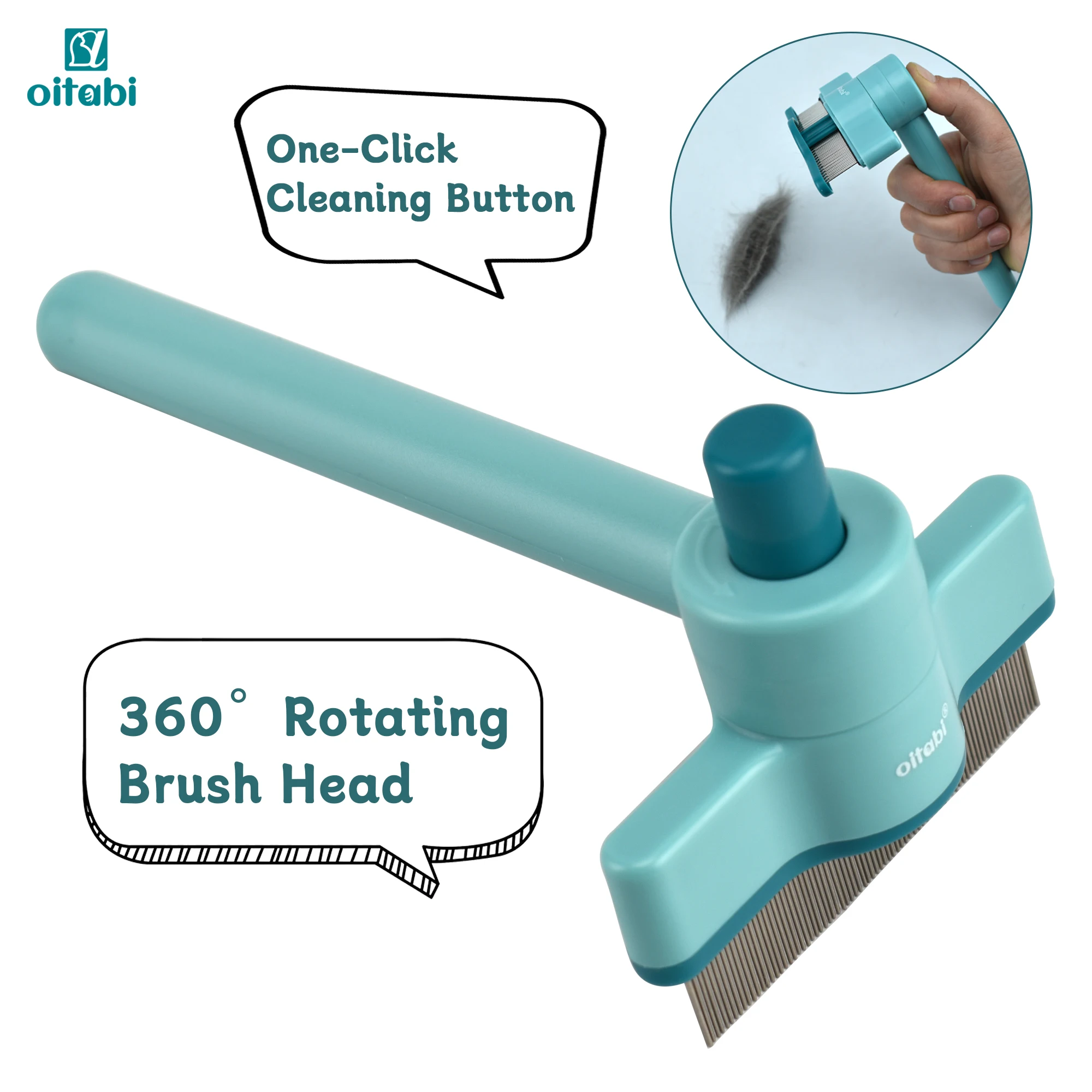 Pente Rotativo OITABI para Cães e Gatos com Dentes de Aço Inoxidável - Imagem 5