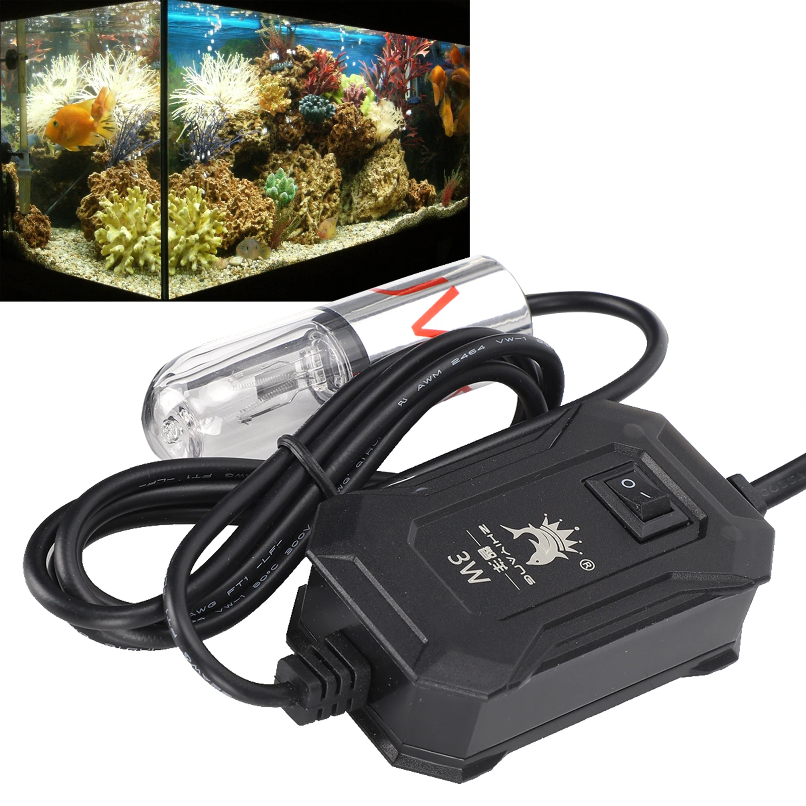 Lâmpada UV para Aquário 3W com Ventosas e Cabo de 140 cm - Imagem 2