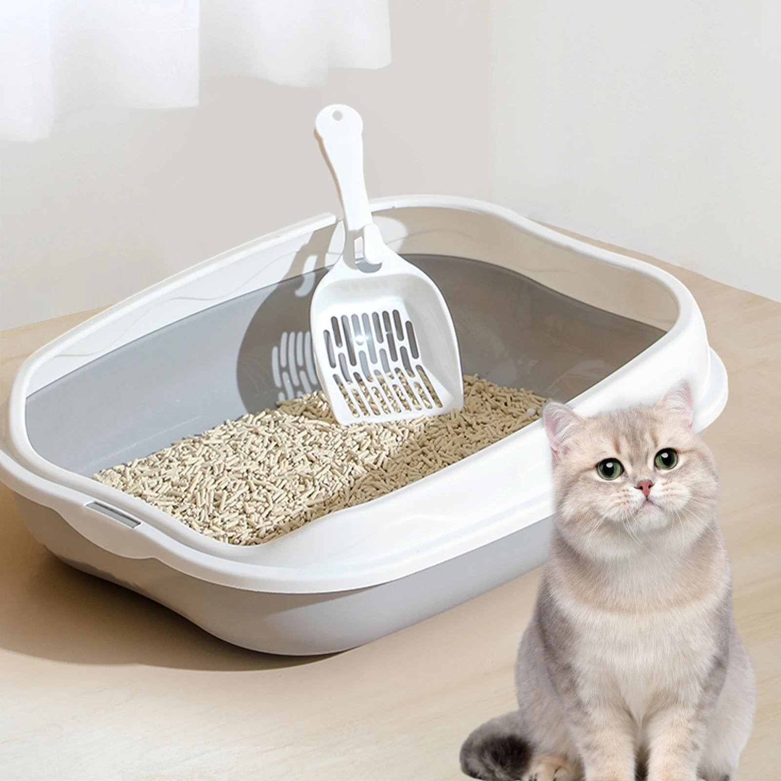 Caixa de Areia Semi-fechada para Gatos Grande com Pedal Antirrespingo - Imagem 4