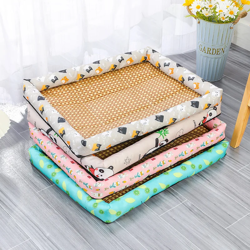 Tapete Cama para Gatos e Cães Pequenos de Rattan e Tecido - Imagem 3