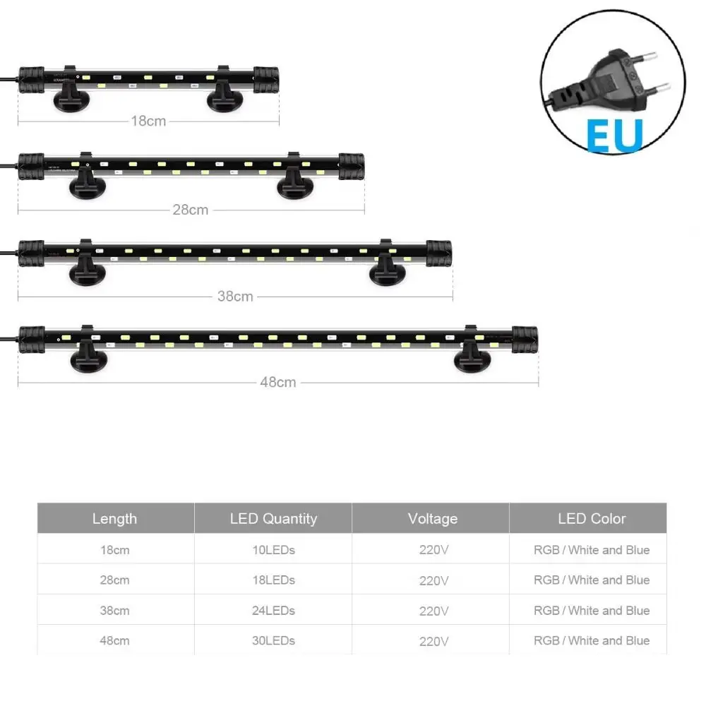 Iluminação LED para Aquário 220V IP68 com Ventosas e 18-48 cm - Imagem 6