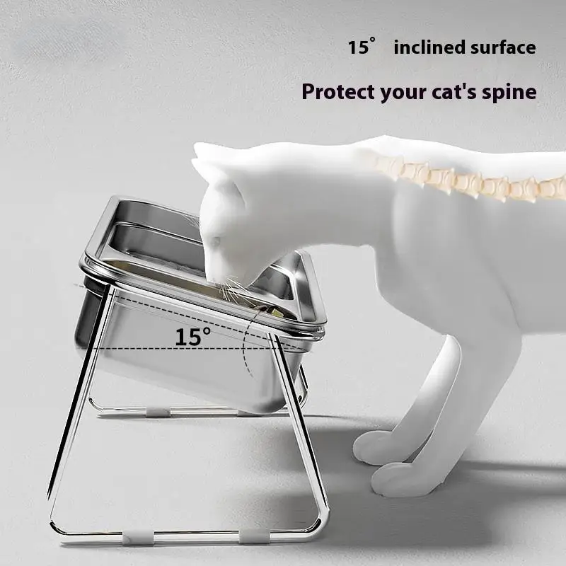 Tigela Dupla de Aço Inoxidável para Cães e Gatos Antiderramamento - Image 3