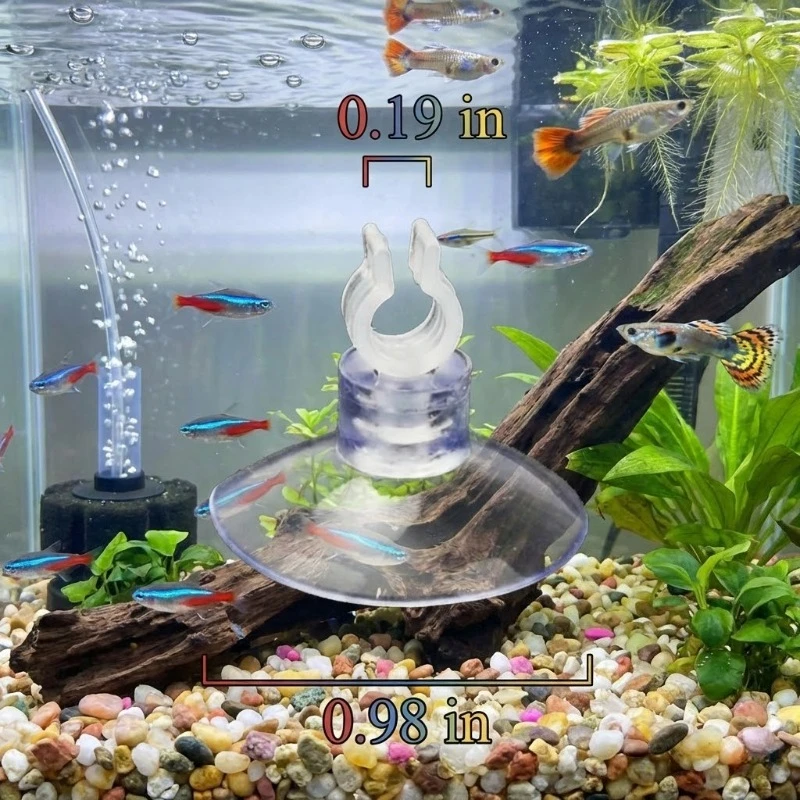 Ventosas para Aquário 2,5 cm para Tubos de 4/6 mm com Clipes Removíveis - Imagem 2