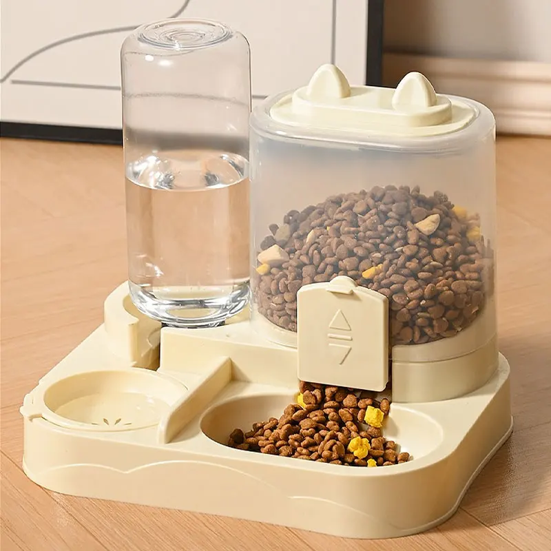 Dispensador de Ração e Água 2 em 1 Amarelo para Cães e Gatos Pequenos - Imagem 6