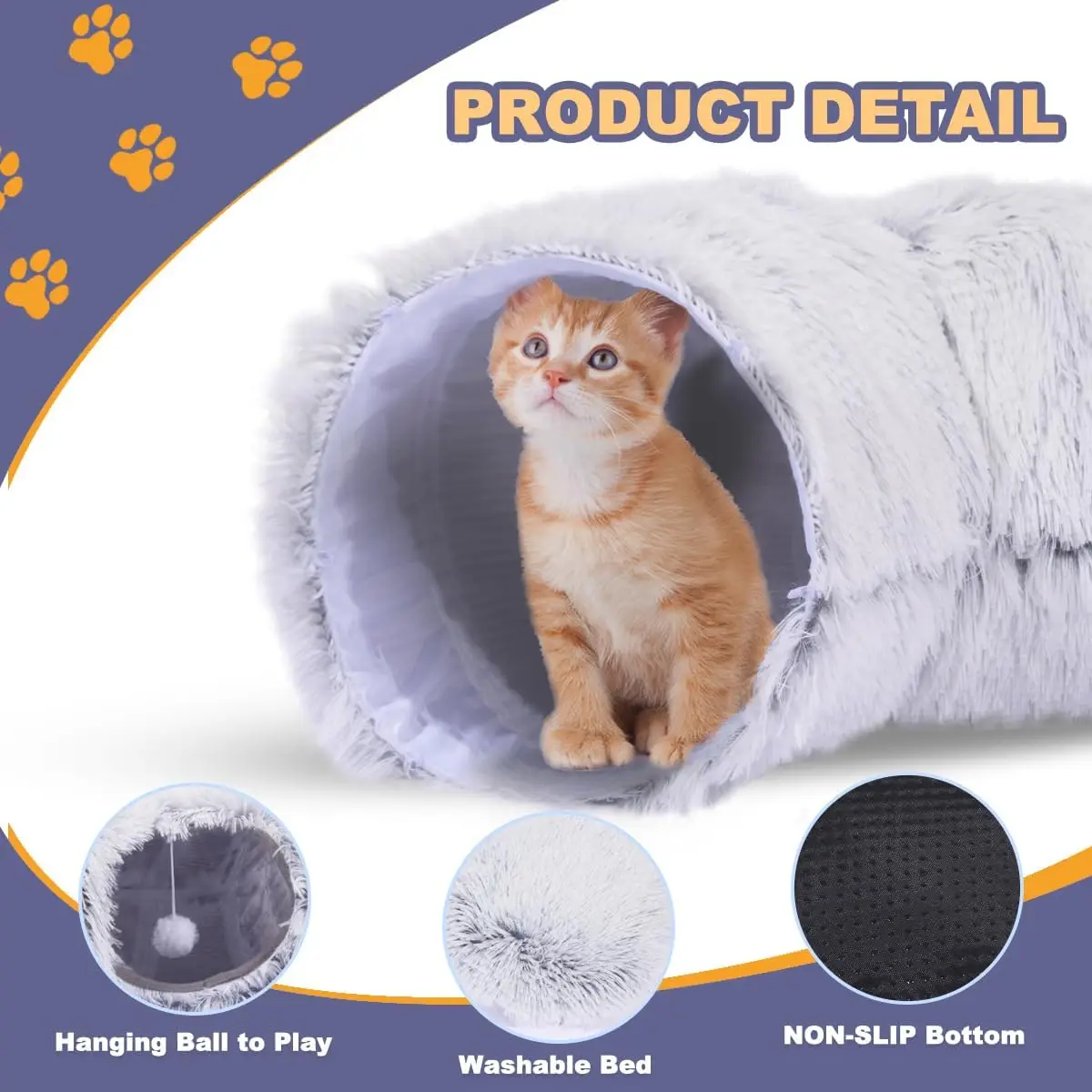 Cama Túnel para Gatos de Pelúcia Dobrável Dois em Um - Image 6