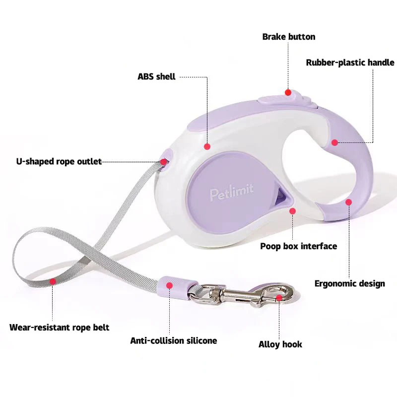 Trela Retrátil Automática para Cães Pequenos de 3m/5m - Imagem 6