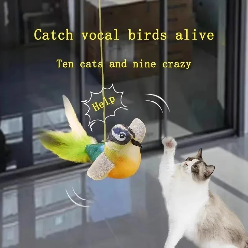 Brinquedo para Gato com Som de Pássaro e Corda Elástica - Imagem 2