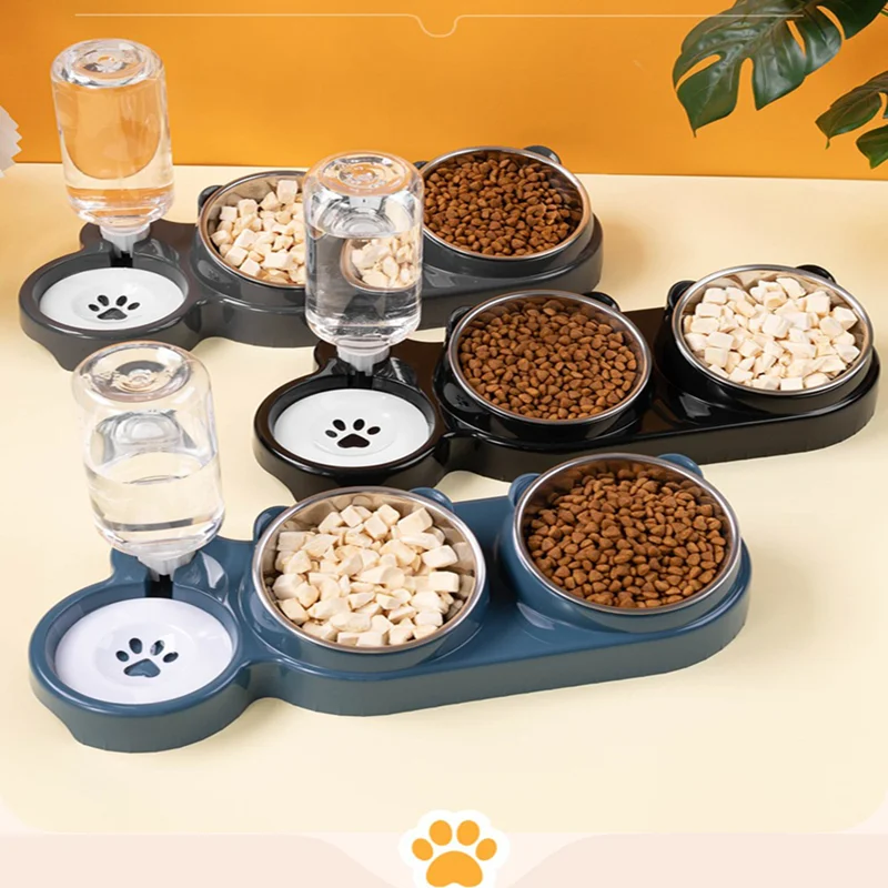 tigela dupla para gatos com refil automático