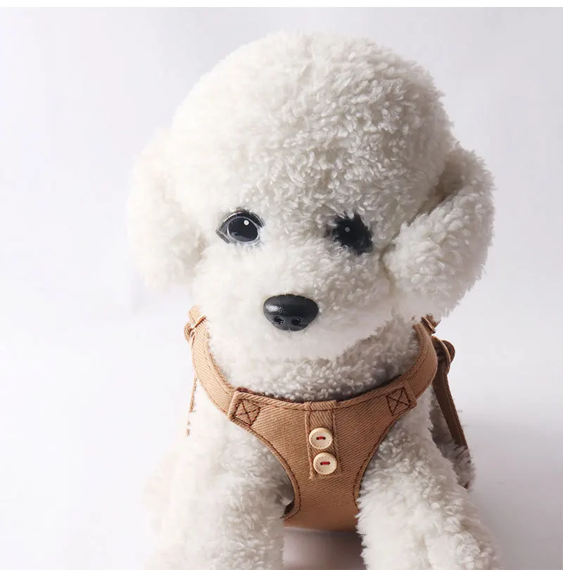 Conjunto Peitoral e Coleira para Cães Pequenos Jeans Algodão Ajustável - Image 6