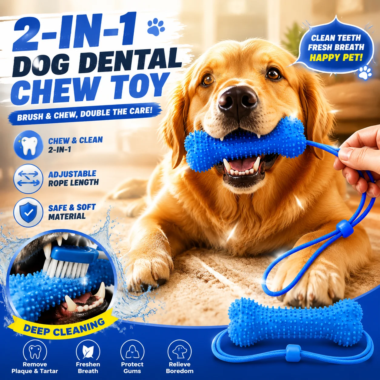 brinquedo de mastigar para cães com corda ajustável