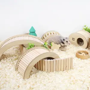 escada ponte de madeira para hamster