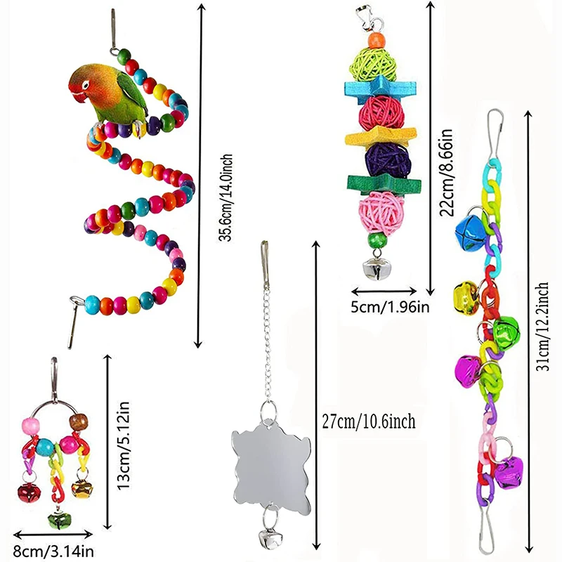 Kit de Brinquedos para Pássaros de Madeira com 7 Peças para Gaiola - Imagem 5