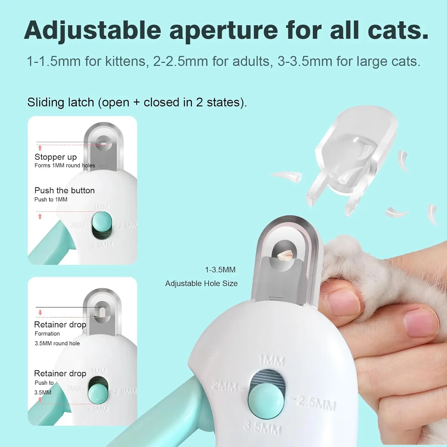 Cortador de Unhas para Cães e Gatos Pequenos e Grandes Ajustável - Imagem 2