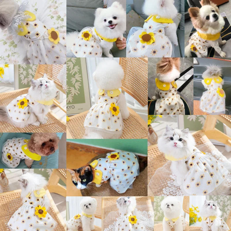 Vestido de Malha para Cães e Gatos com Laço para Passeio - Image 2