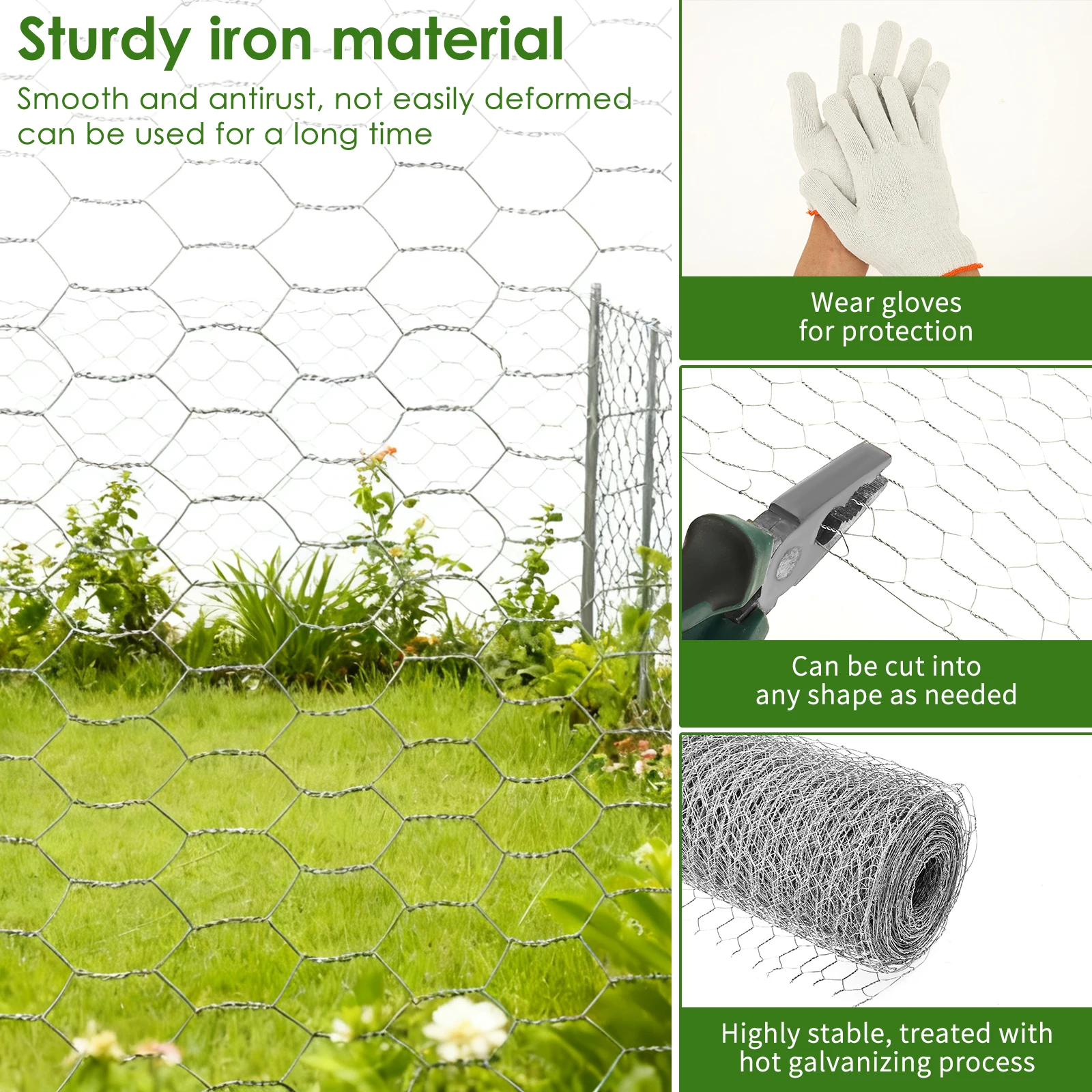 Rede de Cerca Hexagonal para Animais 0,4m x 15m Verde - Imagem 3
